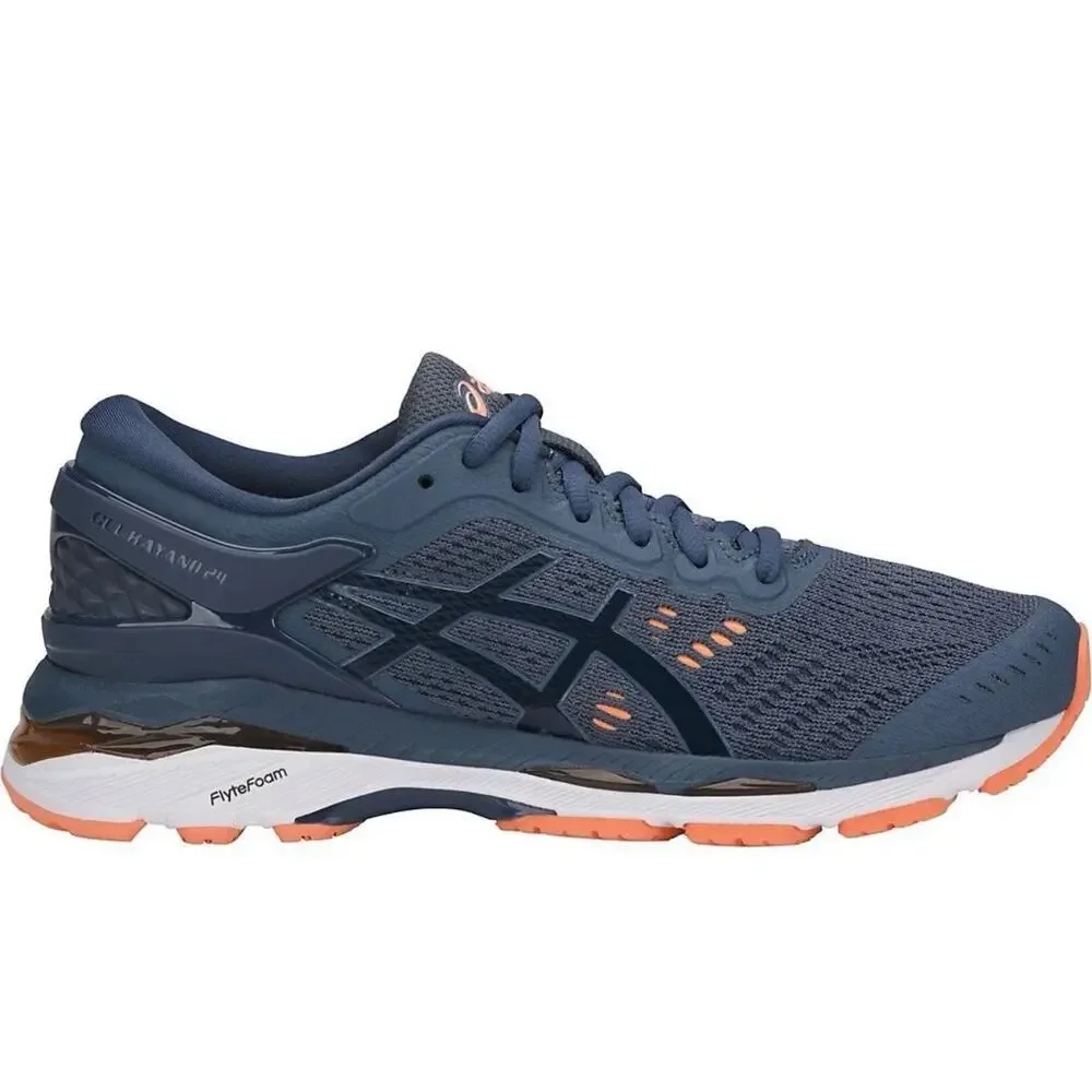 ASICS Gel Kayano 24 Womens 7.5 Smoke Blue Canteloupe Running Lace Up‎ FlyteFoam